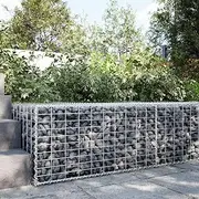 Gabion Basket with Cover 100x100x50 cm Galvanised Iron,Pots & Planters 13.85KG-3295178