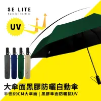 在飛比找momo購物網優惠-【SE Lite】27吋大傘面黑膠防曬自動傘_深綠(自動傘 