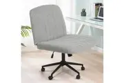 Advwin Armless Cross-Legged Chair Office Chair Ergonomic Desk Chair Swivel Vanity Chair Computer Chair Lounge Chair, Grey