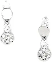[JewelryWeb] 14k White Gold CZ Simulated Diamond Fancy Drop Screw Back Earrings 15x5mm Stud Earring for Women