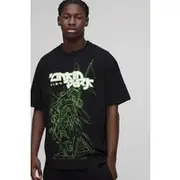 Mens Black Oversized Linkin Park License Printed T-Shirt