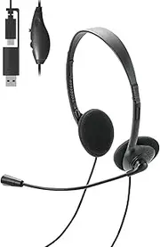 Elecom HS-HP13SCBK USB C & USB-A Foldable Wired Headset with Mic Unidirectional Noise Cancelling Lightweight Mini On-Ear Overhead Volume Control Black