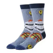 OoohYeah Men‚Äö√Ñ√¥s Novelty Good Vibes Crew Socks, Too Blessed, Shoe Size 8-13