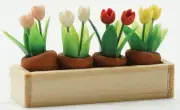 Dollhouse Miniatures 1:12 Scale Window Box with Flower Pots #IM69009