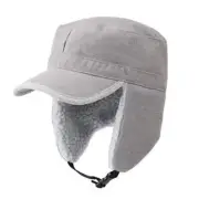 Winter Windproof Ear Flap Hats Denim Baseball Cap Ushanka 7 1/2 Light Grey