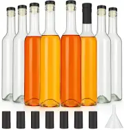 16 OZ Clear Glass Bottles with Cork Lids and PVC Shrink Capsules 500 ML Wine