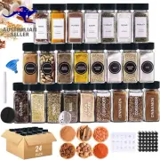 24 Pcs Spice Jars with Labels, 120 Ml Glass Spice Jars with Black Seal Lid and