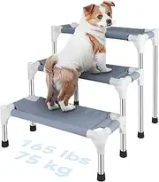 Makerfire Dog Stairs for Small Dogs (3-Step), Dog Steps for Bed/Couch, Pet Stairs for Dogs to Get on Bed