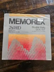 Vtg Memorex 2S/HD Flexible Floppy Diskettes (10) 5 1/4" Double Sided New Sealed