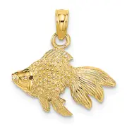 14K Yellow Gold 2-D Textured Fish Charm
