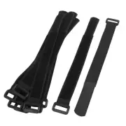 Nylon Detachable Fastener Hook Loop Tie Cord Strap Sticky Back Tape Black 10 Pcs