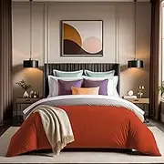 Ranforce Single XXL Quilt Cover (155 x 220 cm), Tile Red, 100% Cotton, 145 Thread Count, Button Closure, Machine Washable at 30°C, Stylish & Comfortable Bedding