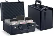 Graded Card Storage Box Sports Card Case Graded Card case with Anti-theft Lock Foam Insert 25 Card Sleeves Slab Case for Graded Cards BGS SGC GMA PSA Card Case Holder for Football Sport Trading Cards