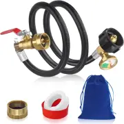 FANOVO Propane Refill Adapter with Valve and Gauge, 36'' 1 Pound Propane Small B