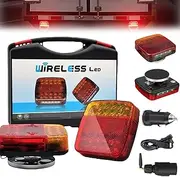 Wireless Trailer Lights Kit, Magnetic Towing Tail Light, Universal Stop Turn Running Backup Reverse Light Red for Trucks Trailers, IP67 Waterproof (1set)