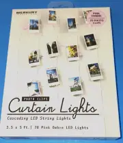 Merkury Photo Clips Curtain Lights Cascading LED String Lights Pink Ombre NEW