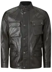 Belstaff Turner Motorcycle Leather Jacket, black, Size 3XL for Men