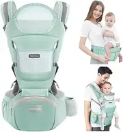 Travel Buddy Baby Carrier | 4-in-1 with Hip Seat and Sling | Adjustable Size for Dad & Mom | Back & Lumbar Support | Ergonomic M Position Develops Healthy HIPS | 3-44lbs Newborn & Toddler Carrier