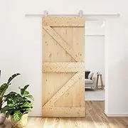 Sliding Door with Hardware Set 90x210 cm Solid Wood Pine Interior Door Home Decor