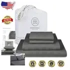 Soft Dark Grey King Size Cotton Sheets - Breathable 300 Thread Count Set