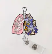 5 Pack of Retractable Badge Reel Holder, Lung Butterfly Badge, Nursing, Medical