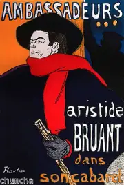 Aristide Bruant poster by Henri de Toulouse-Lautrec 11.7" x 16.5"