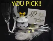 SNOOPY Woodstock Wedding Cake Topper LOT Glasses Kinfe peanuts gang ( No Book)