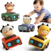 Press and Go Car Toys for Toddlers 1-3, Baby Animal Racing Cars, Infant Play Vehicle Set, Baby Push Go Friction Car Toys for 6-9-12-18 Months, 1st Birthday Gifts for 1-2 Years Old Boys