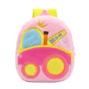 ANYKIDZ 3D Pink Crane School Backpack Cute Vehicle With Cartoon Designs Children Toddler Plush Bag For Baby Girls and Boys