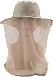 Mosquito Net Mesh Head Cover Fishing Hat Sun Protection Adjustable Drawstring Fit for Sizes