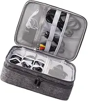 3 Layers Large Capacity Electronics Accessories Organizer Waterproof Pouch Cable Carrying Case Grey
