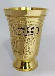 200 ML 100% Brass Designer Drinking Glass Cup Mug for drinking Water