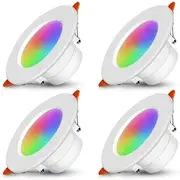 4pack 10W Smart RGB CCT Bluetooth LED Downlight Dimmable Google Home Alexa