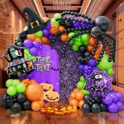 Bonropin 175Pcs Halloween Balloon Garland Arch Kit with Black Orange Green Purpl