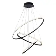Vencha Crown 3 Ring LED Pendant Light - Black (3000K)