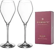 DIAMANTE Prosecco Champagne Flute Glasses - Premium Lead Free Crystal - Set of 2