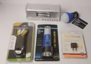 Electronics Lot. Torch, Flight Adaptor, Ipod Speaker, Light, Visual Audio Cable