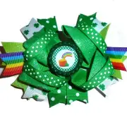 Puppy bows ~ rainbow gold st. patrick's day dog bow collar slide decoration