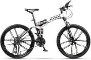 Foldable Mountainbike 24/26 Inches, MTB Bicycle with 10 Cutter Wheel, White