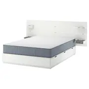 NORDLI bed frame with storage and mattress, with headboard white/Vågstranda extra firm, Double