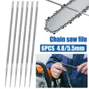 6Pcs Chainsaw Sharpening Files 4.8/5.5mm Round Carbon Steel Chain Saw beWpb