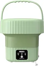 Portable Washing Machine, 6L Mini Foldable Washer with Drain Basket Compact Outdoor Washing Machine for Underwear, Sock, Baby Clothes,Green