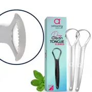Deep Clean Tongue Scraper- Double-Ended - Flat + Serrated Edge Design, (2pk) ...