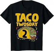 [X.Style] Kids 2nd Birthday Tacos Taco Party ds713 T-Shirt (S) Black