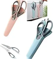 Kitchen Shears, Heavy Duty Shears Ultra Sharp Stainless Steel Multi-Function Kitchen Scissors for Chicken/Poultry/Fish/Meat/Vegetables/Herbs/BBQ. (2 pcs Blue & Pink）