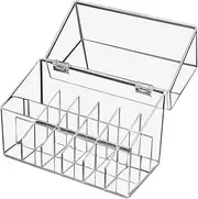 ATOMUS Lipstick Holder Display Case, 18 Slots Lipstick Organizer Storage with Dust Cover Transparent Acrylic Cosmetic Makeup Lipgloss Rack Holder