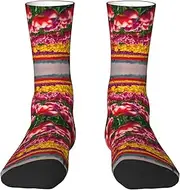 [EdWal] Soft Colorful Tulips print Moisture Wicking Socks Sports Socks for Men and Women Warm thermal Boot Hiking Socks