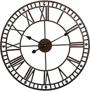 Vintage Wall Clock, Outdoor Garden Waterproof Decoration Clock with Open Face Roman Numerals, Indoor Iron Wall Decoration for Living Room Terrace Courtyard
