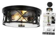 Rustic Close to Ceiling Light Fixtures, Farmhouse Flush Mount Ceiling