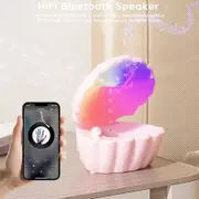 Anti Gravity Humidifier Water Drip Bluetooth Speaker with RGB LED Night Light Bedside Lamp Auto Shut-off for Bedroom Home Office (Pink)